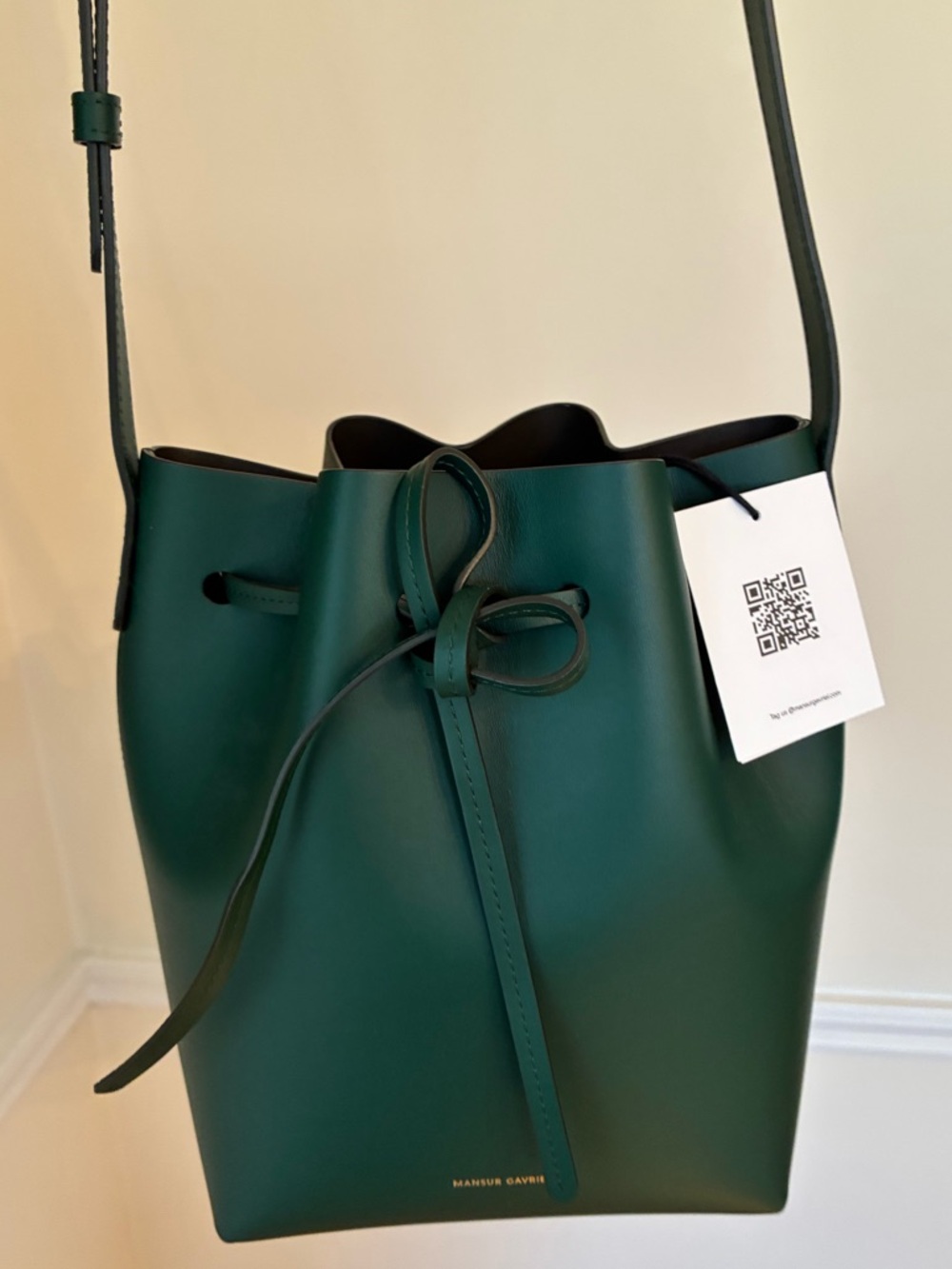 NWT Mansur Gavriel Green Leather Bucket Bag